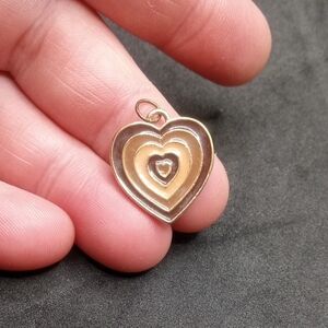 Layered Gold Tone And Brown Heart Necklace Pendant